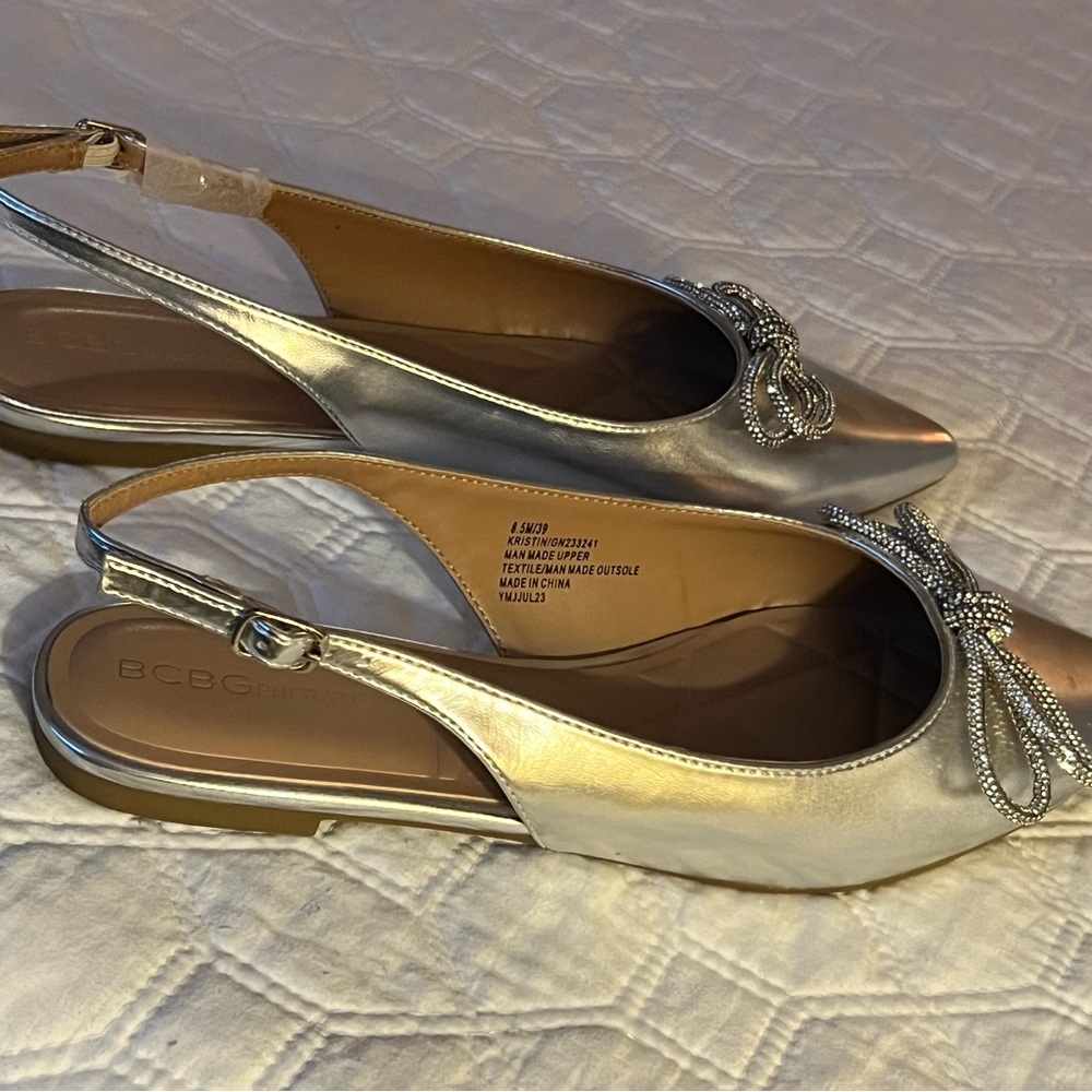 Bcbgeneration Silver Slingback Flats - image 3